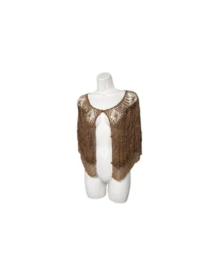 The Bead Metallic Crochet Shrug Capelet Bronze Boho Ren Fest Beaded NWT Y2K thumbnail 2