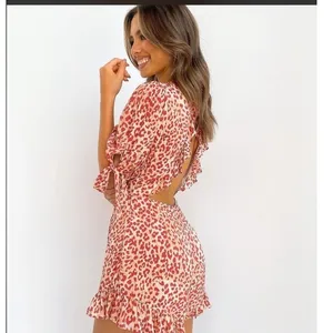 Petal & Pup Pink Quay Leopard Romper Tie Front Cutout Size 6 Boho Fairy Coquette thumbnail 2