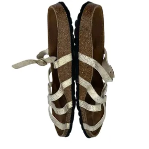 Betula Birkenstock Ivory & Gold Faux Leather Strappy Sandals Size 38‎ - L7 thumbnail 5