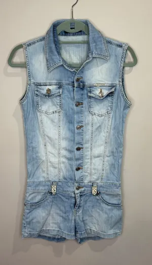 Dsquared2 Denim Sleeveless Romper Sz S Streetwear Designer Festival‎ thumbnail 1
