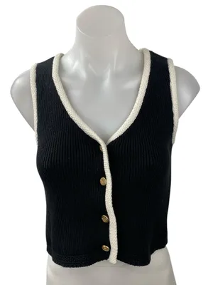 NEW Abercrombie & Fitch Mara Sleeveless Button Down Tank Sweater Vest Top Sz XS thumbnail 1