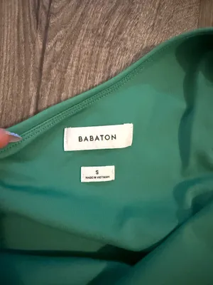 Babaton Aritzia Green Dress Offshoulder thumbnail 3