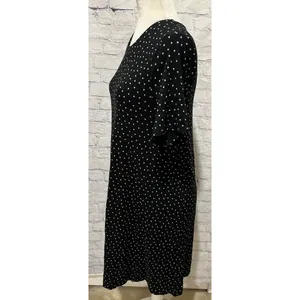Ann Taylor Loft Navy Blue And White Polka Dot Dress Rayon Blend Size Medium thumbnail 3