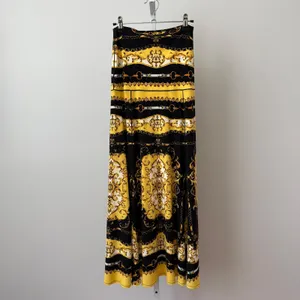 Eva Varro MobWife Baroque Medusa Chain Print Flowy Maxi Skirt XS Black Yellow thumbnail 6