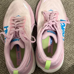 Hoka Bondi 8 Pink and White Athletic Sneakers thumbnail 7