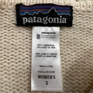Patagonia 100% Lambswool Full Zip Sweater Jacket Women S Cream Taupe Wool thumbnail 7