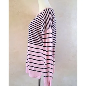 Lilly Pulitzer Melenie Cool-Max Sweater L Heathered Pink Tropics Stripe Nautical thumbnail 3