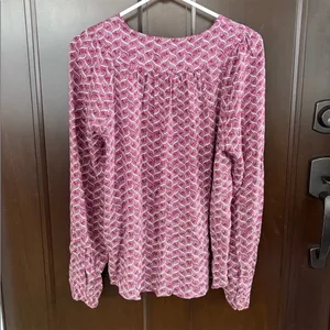 Like New Anthropologie Maeve Orli Bibbed Button Down Top Large thumbnail 7