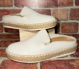 Pre-Owned Dr Scholl's Sunnie Mules Leather White Beige Breathable Size 7M Women thumbnail 1