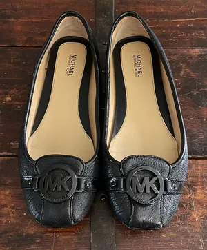 Michael Kors Black Leather Ballet Flats Size 7.5 thumbnail 1