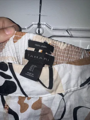 Tahari Neutral Abstract Print Midi Pants - White & Tan thumbnail 2