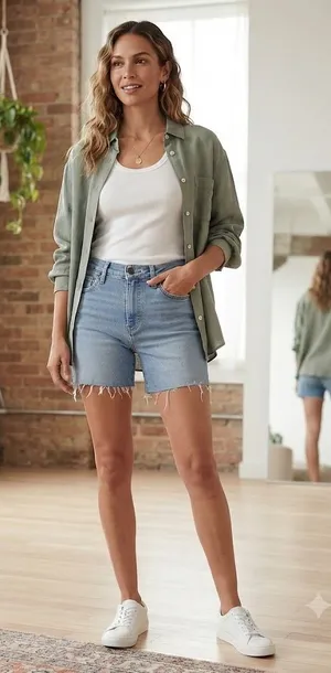 Levi’s 721 Vintage Light Blue High-Rise Skinny Bermuda Jean Shorts Size 28 thumbnail 1