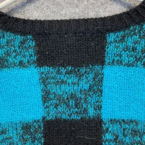 Vintage GAP Clothing Sweater Women's Medium‎ Blue Black Check Thick Knit Wool thumbnail 9