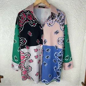 Nasty Gal | Oversized Bandana Print Satin Shirt Size S thumbnail 5