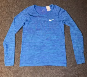 NIKE Dri-Fit Blue & Blue Long sleeve Activewear Top thumbnail 1