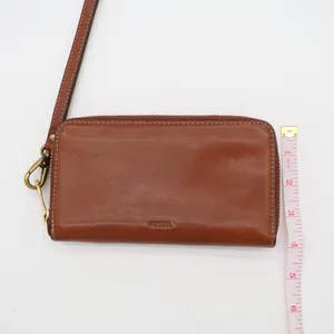 Fossil Emma Womens Brown Faux Leather Inner Pockets Zip Around Wristlet Wallet thumbnail 4