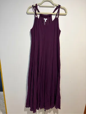NEW Garnet Hill Cotton Gauze Long Maxi Cover-Up Dress Purple Coastal Size Medium thumbnail 4