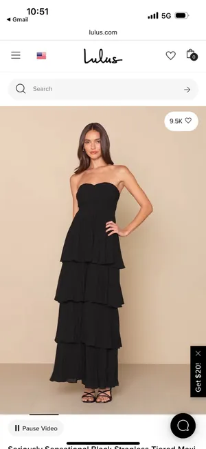 Lulus Seriously Sensational Black Strapless Tiered Maxi Dress thumbnail 2