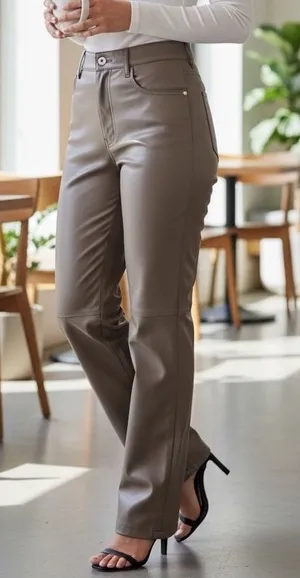 Abercrombie & Fitch‎ The 90s Straight Ultra High Rise Vegan Leather Pants 30/10 thumbnail 1