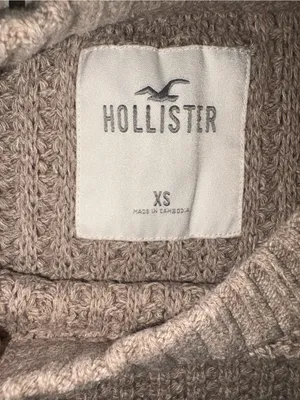 Hollister Women's Taupe Crewneck Cable Knit Sweater thumbnail 2