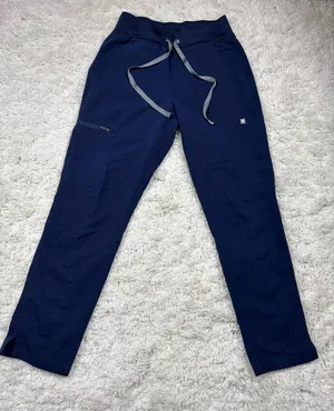 FIGS Yola Skinny Scrub Pants Women’s XS Navy Blue Yoga Waist Medical Cargo thumbnail 1