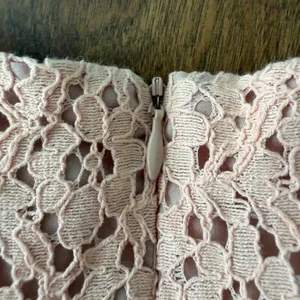 Nicole Miller Sz 2 peach lace crochet handkerchief Off Shoulder Dress Fairy Y2K thumbnail 7