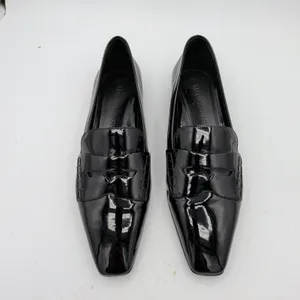 Marion Parke Black Patent Leather Square Pointed Toe Penny Loafer Women 39 Italy thumbnail 4
