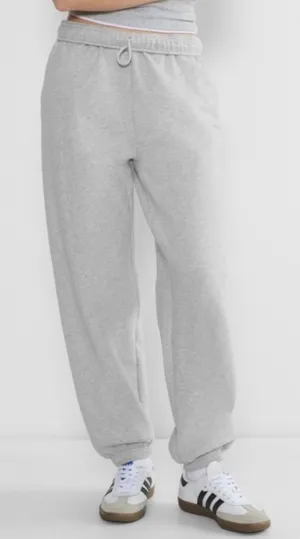 Aritzia TNA Sweatfleece Cozy Fleece Mega Fit Heather Grey Sweatpants Size Medium thumbnail 1