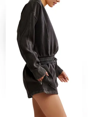 Free People Intercept Romper Black thumbnail 5
