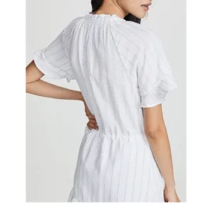 NWT Anthropologie PAIGE Ari dress size large 100% linen light blue white stripes thumbnail 2