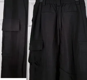 House of Harlow black linen cargo pants thumbnail 7