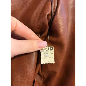 Vintage Kmart Leather Look Pantcoat‎ Brown Faux Leather Belted Jacket 70s 18.5 thumbnail 8