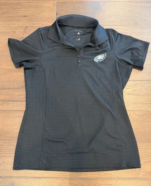 Antigua Women's Black Short-Sleeve Philadelphia Eagles Polo Small - C54-062 thumbnail 1