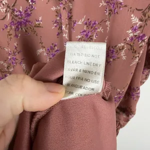 Entro Mauve Floral Smocked Mini Dress Tiered Cottage Boho Romantic Feminine thumbnail 9