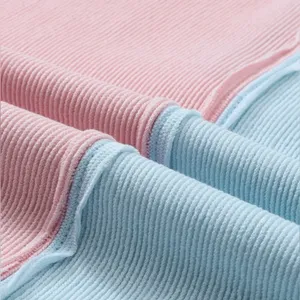 Multicolor Pastel Pink Green Blue Colorblock Patchwork Ribbed Pullover Top Size M thumbnail 7