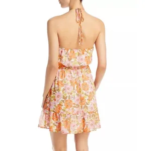 NWT AQUA Retro Floral Print Halter Mini Dress Bloomingdale’s exclusive XS thumbnail 3