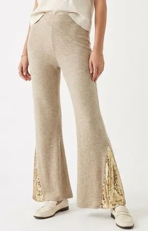 Christian Siriano Beige wide leg pants with sequin detail size XL NWT thumbnail 1