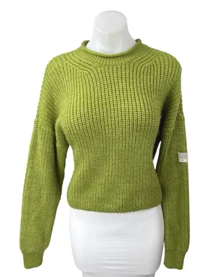 Urban Outfitters Green Knit Long Sleeve Crew Neck Pullover Sweater Top Size S thumbnail 1
