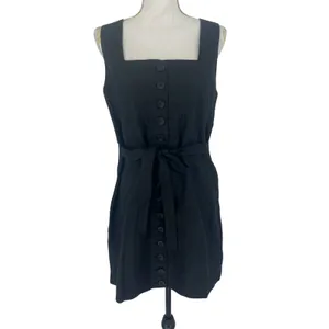 Faithfull The Brand Marinia Linen Mini Dress Black NWT Size‎ Large thumbnail 5