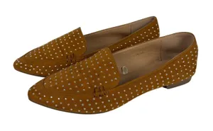 Mudd Loafers Womens 6 Studded Faux Suede Pointed Toe Mustard‎ Boho thumbnail 1