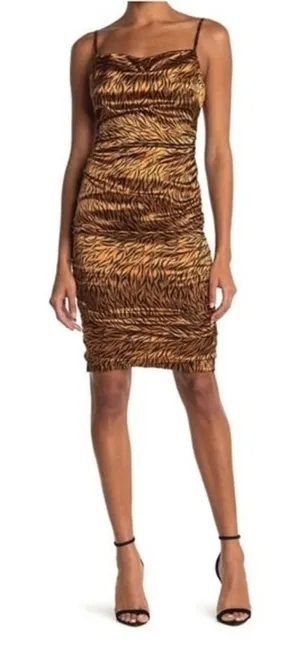 Likely Alessia Tiger Print Ruched Satin Cowl Neck Cocktail Dress Party Night Out thumbnail 1