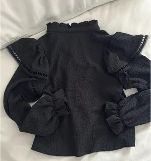 H&M Black Blouse Long Sleeve thumbnail 3