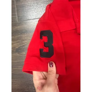 Ralph Lauren Women's Red Big Pony Polo Shirt Black Logo Size Medium thumbnail 3