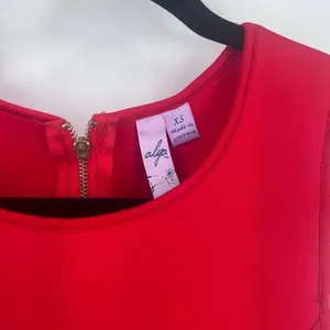 Alya Women's Scuba Sleeveless Round Neck Eyelet A-Line‎ Party Dress Red Size XS thumbnail 9