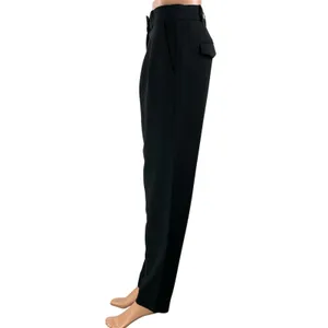 Aritzia Babaton Womens Black High Rise Pleated Straight Trousers Dress Pants 2 thumbnail 2