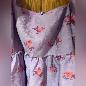 Chelsea28 Brocade‎ Puff Sleeve Babydoll Dress in Purple Lupine Floral Size XL thumbnail 10