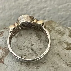 Unique Sterling Silver & 14K Gold Ring with Blue Faceted Stone thumbnail 8