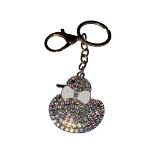 Rhinestone Ducky Bag Tag Key Ring Charm White thumbnail 2