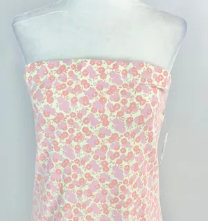 New Floral Print Knit Tube Dress Strapless Mini Green Pink thumbnail 7