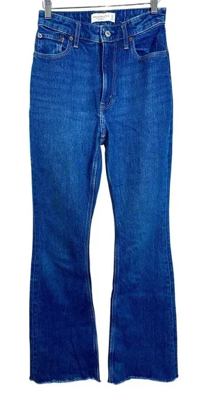 NEW Abercrombie & Fitch Curve Love Vintage Flare High Rise Blue Jeans Size 25 0L thumbnail 1